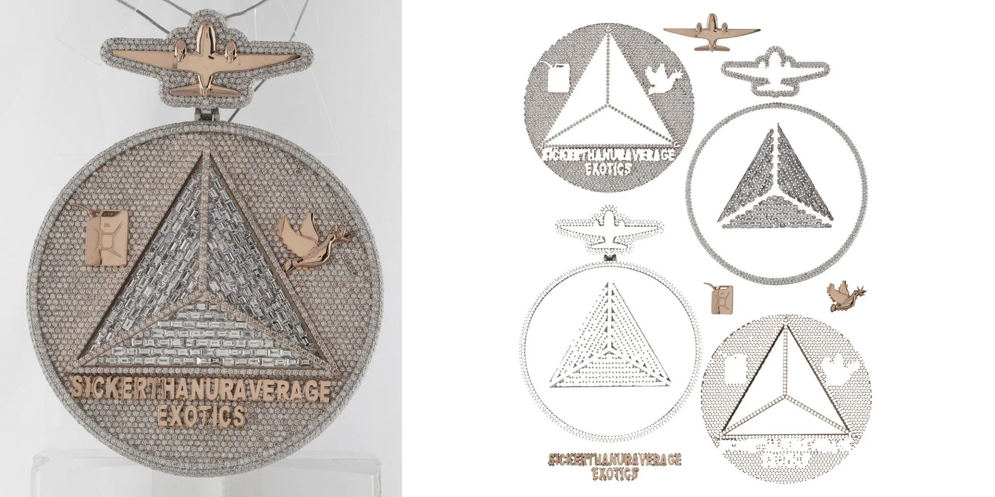 Before and after of complex multiple clipping path showing intricate product editing with shadow retention