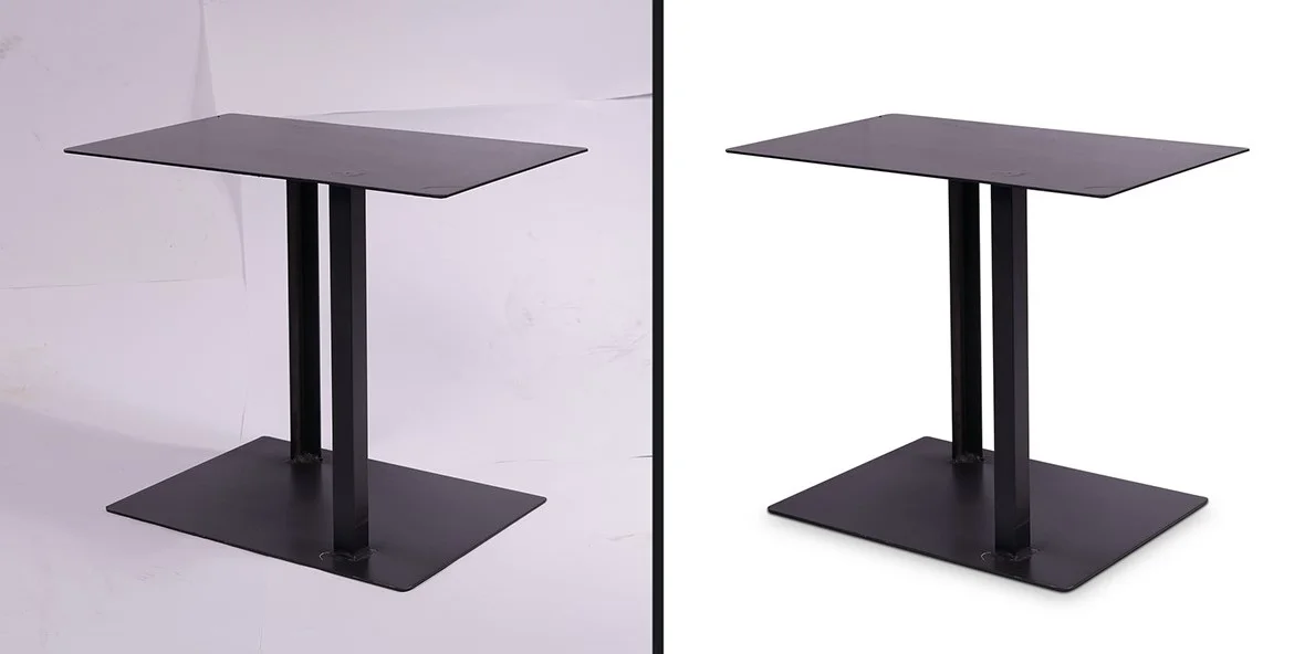 Before and after drop shadow image editing for e-commerce