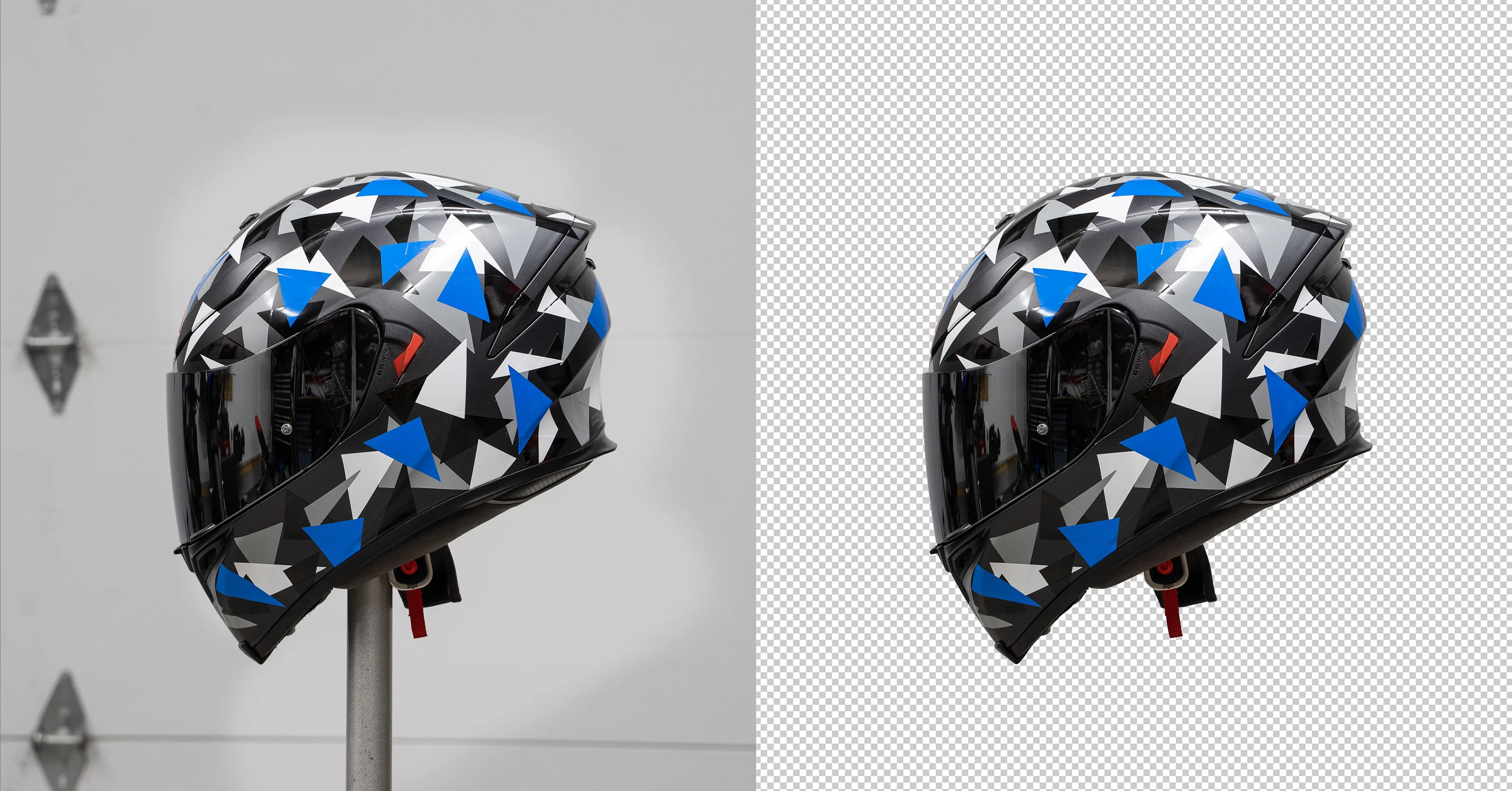 Before and after hand-drawn clipping path image editing for e-commerce