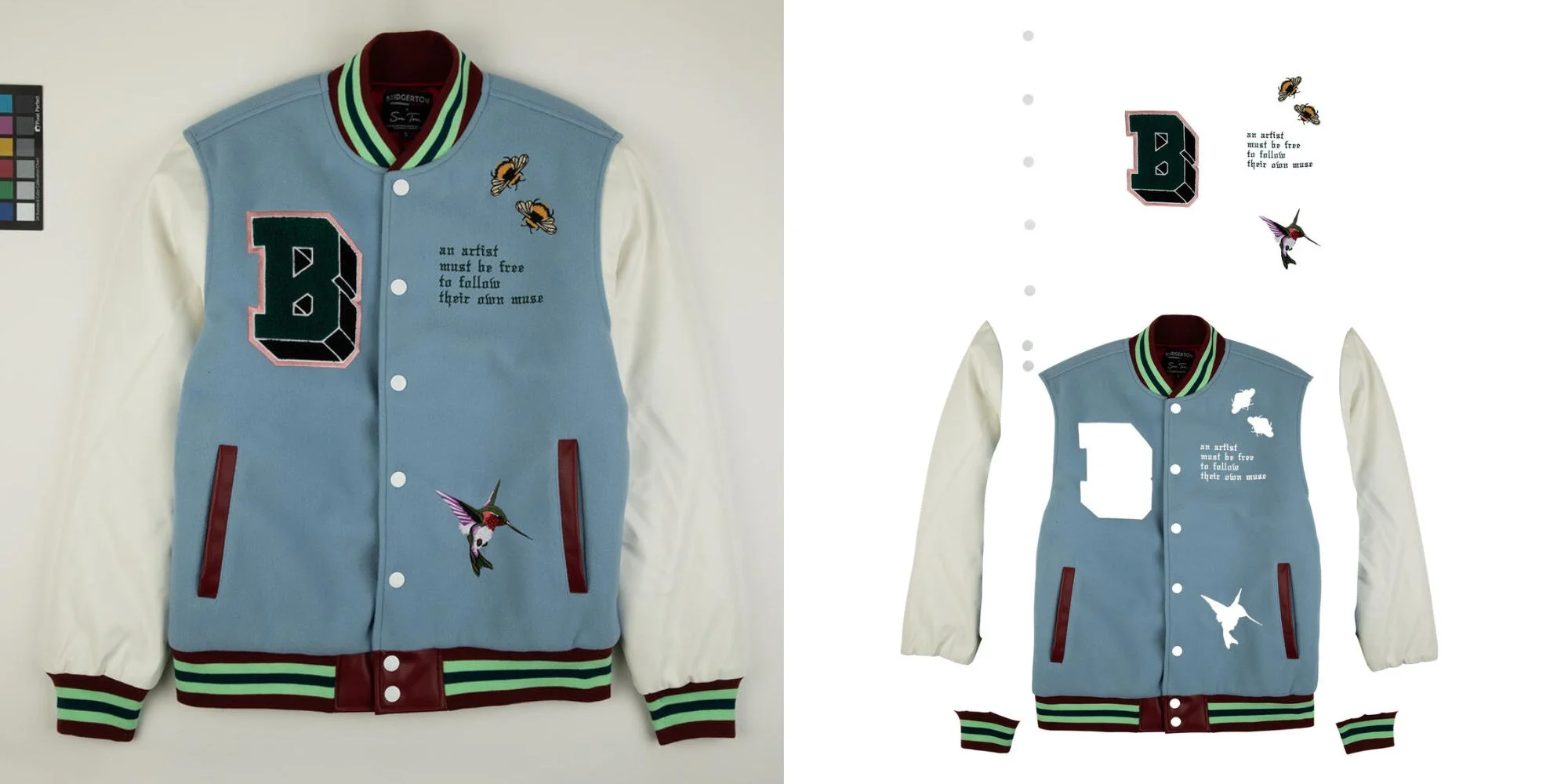 Medium complexity clipping path on clothing product showing detailed separation and color variants